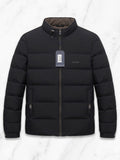 Men’s Classic Stand-Collar Black Winter Puffer Jacket – Lightweight & Warm