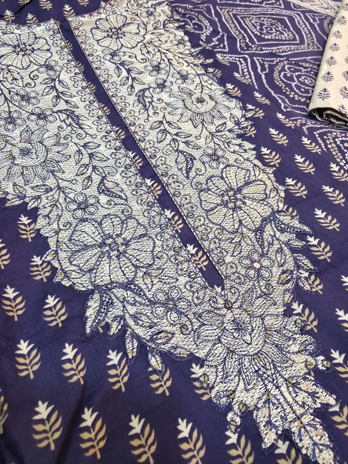 Lawn printed Suit Embroidery Detailing On The Neckline