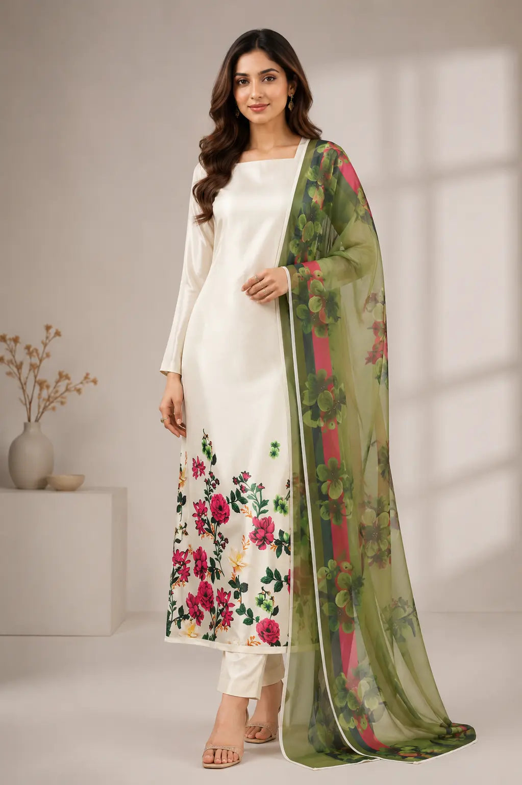 Printed Silk Suit