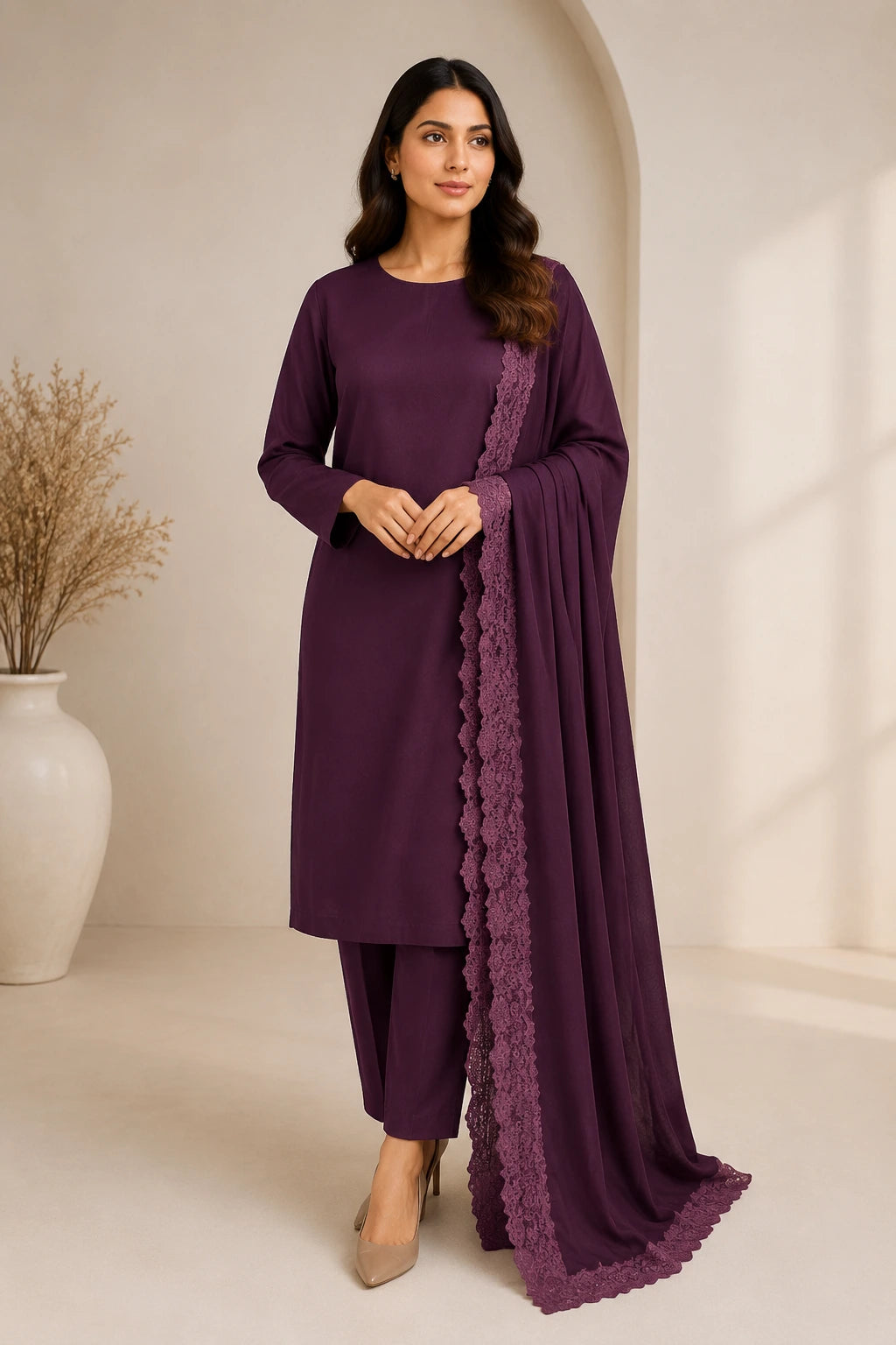Ladies Wool Shawl Suit