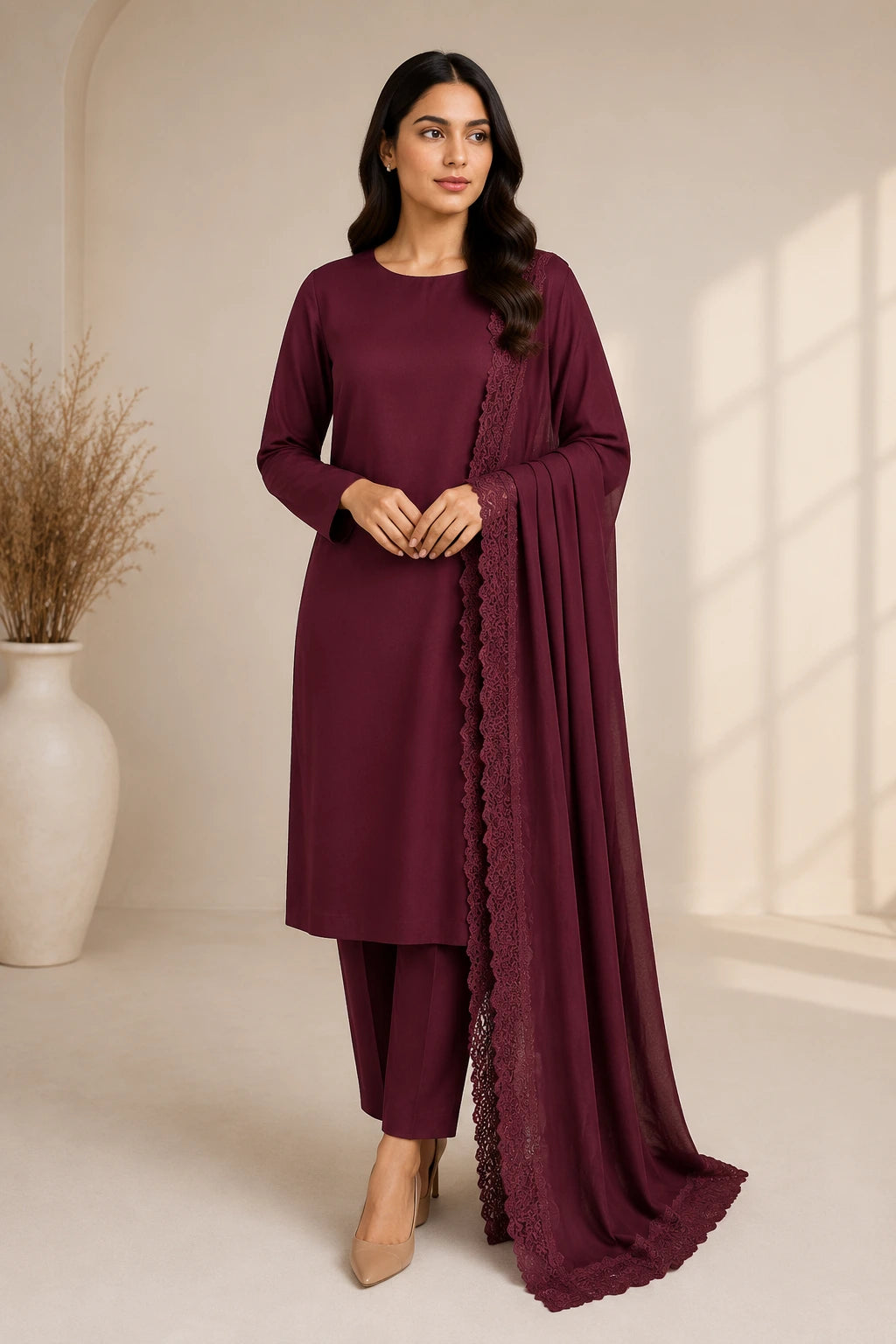 Ladies Wool Shawl Suit