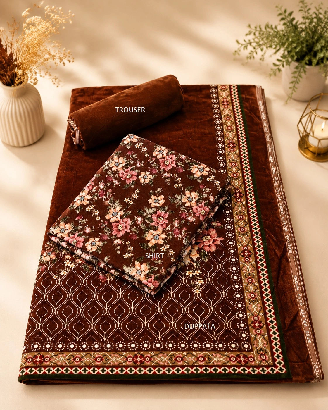 Elegant Printed Velvet Suit