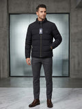Men’s Classic Stand-Collar Black Winter Puffer Jacket – Lightweight & Warm