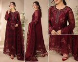 3 Piece Unstitched Embroidered Chiffon Suit