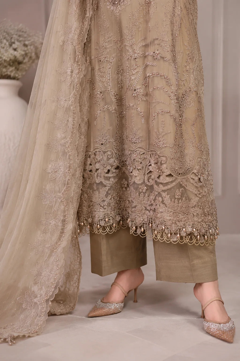 3 Piece Unstitched Embroidered Chiffon Suit