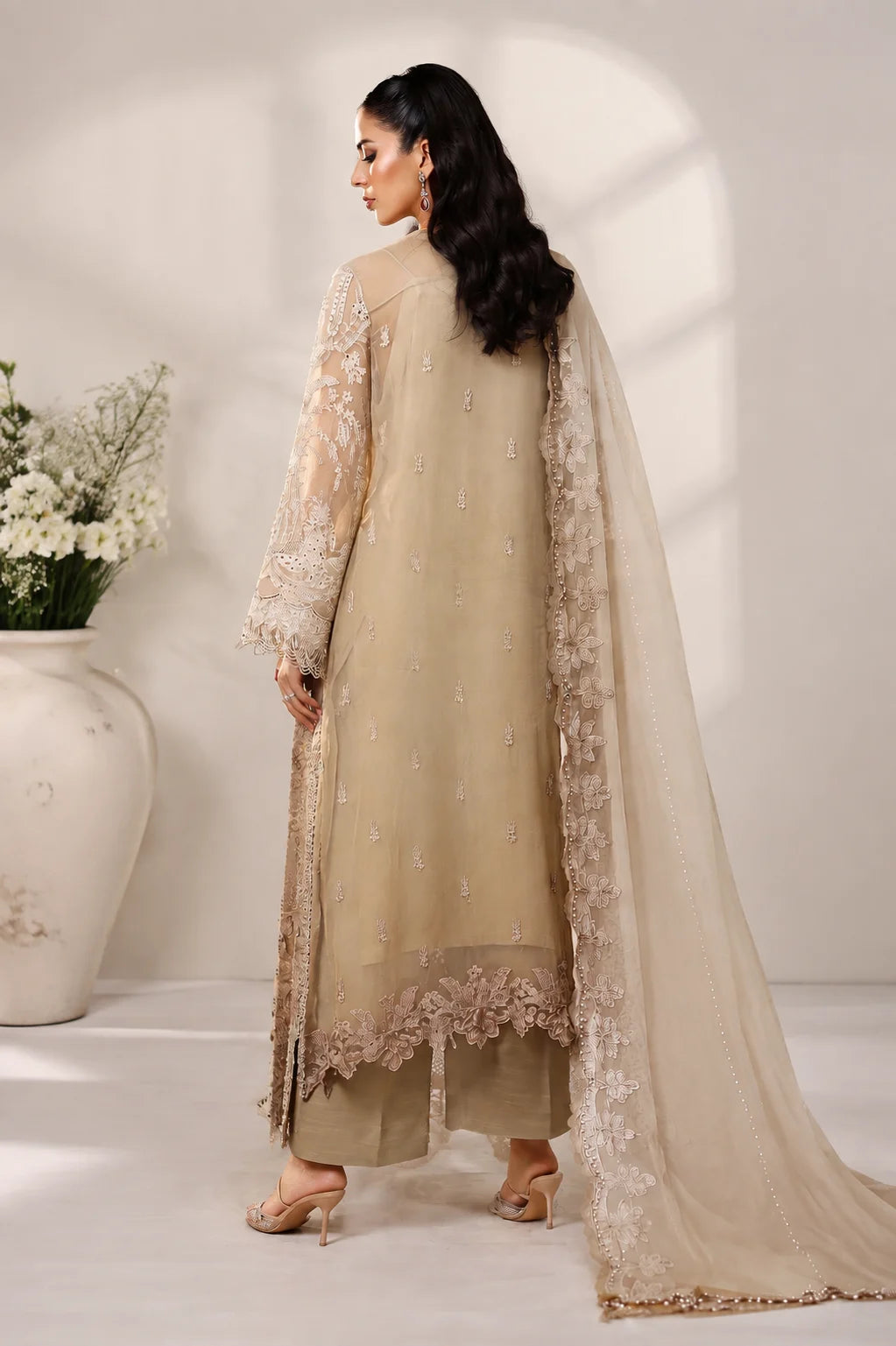 3 Piece Unstitched Embroidered Chiffon Suit
